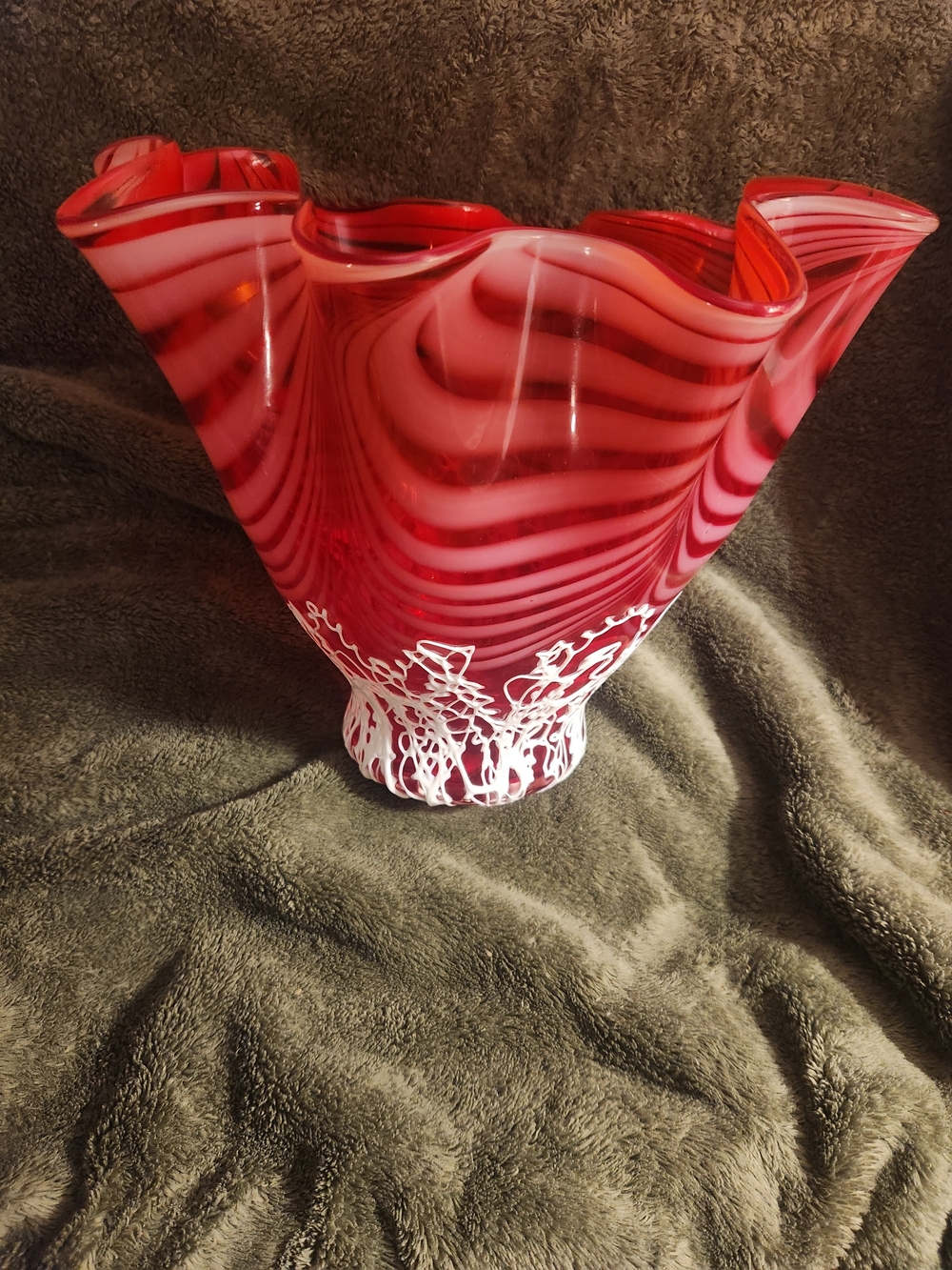 1960's Splatter work Handkerchief Glass Vase